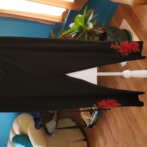 Joseph Ribkoff pants.  Black with embroidered 3D roses and green leaves.